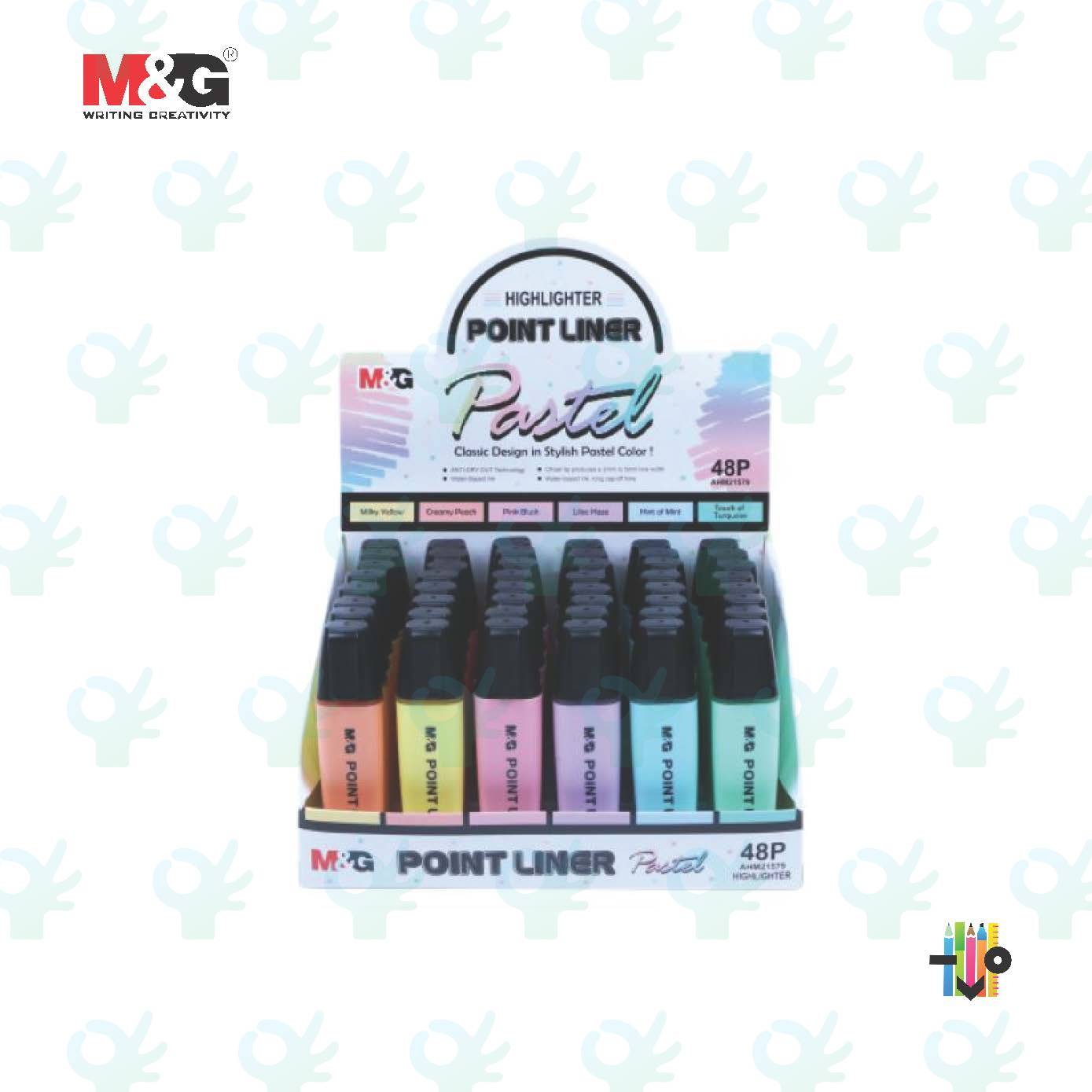 M&G Highlighter (Point Liner Pastel) 48Pcs / Set Yellow 8, Orange 8